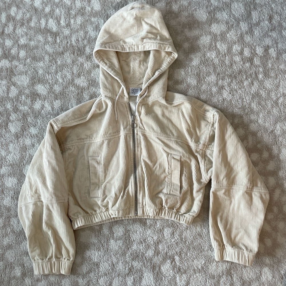 BDG Urban Outfitters Cropped Corduroy Zip Hoodie Jacket
